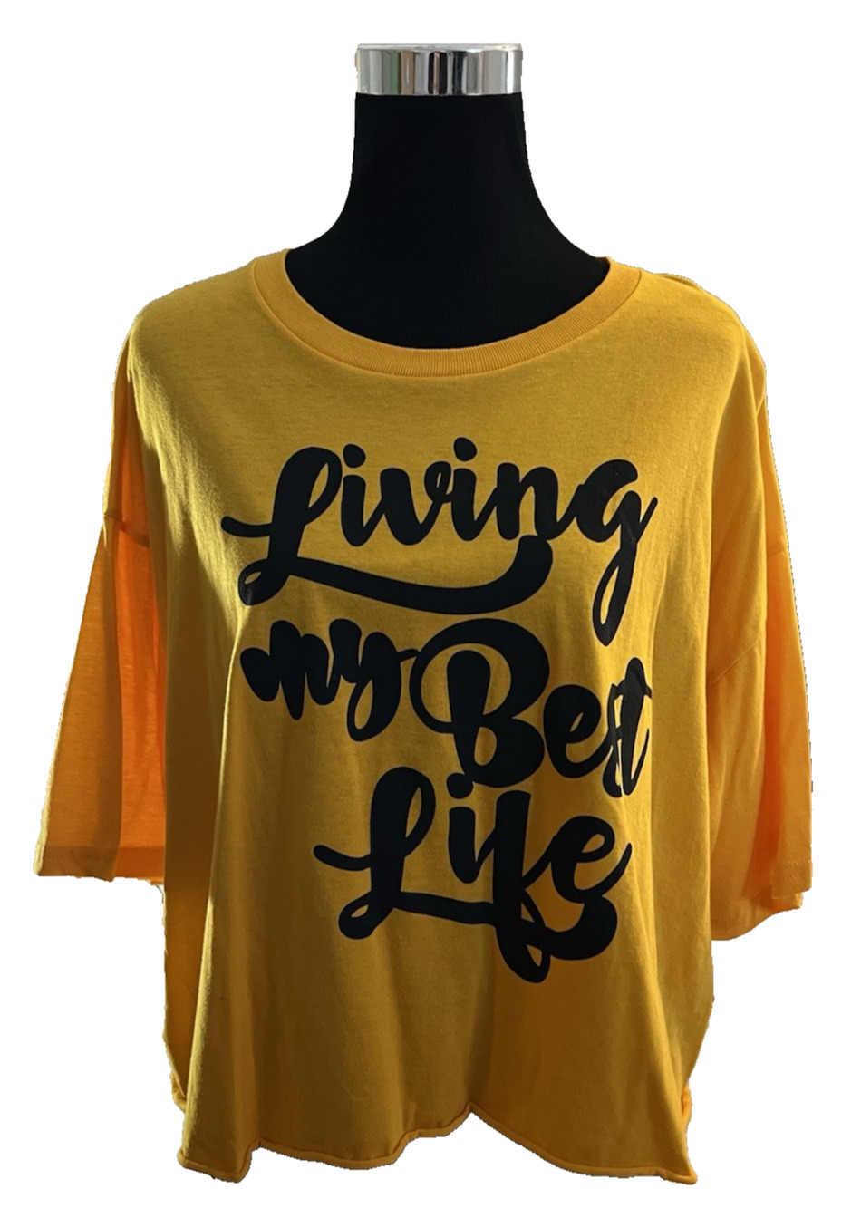 Zuni Sportswear Women's Living My Best Life Yellow Crop Top Size 2XL